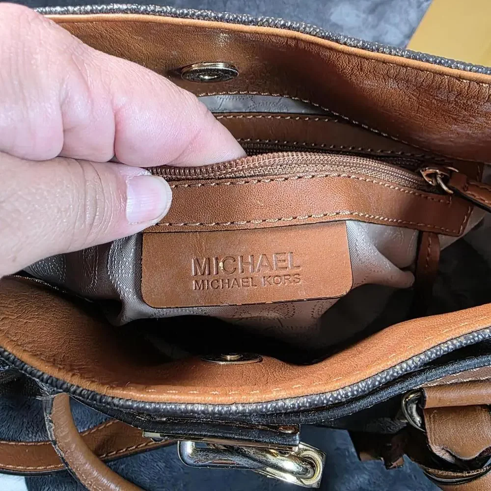 MICHAEL KORS Hamilton Tote Signature MK Logo Satchel Chain Strap Shoulder Bag